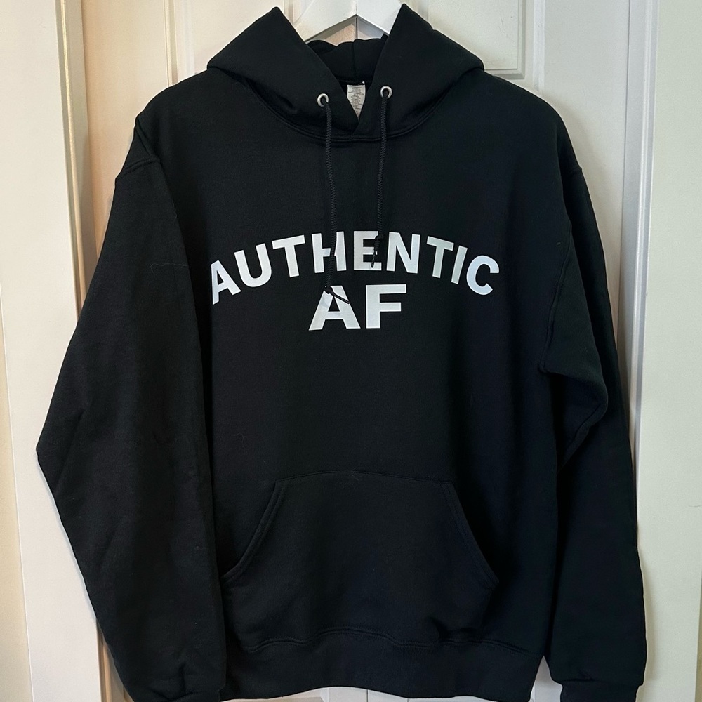 Black Hoodie With Authentic AF | Unisex Medium